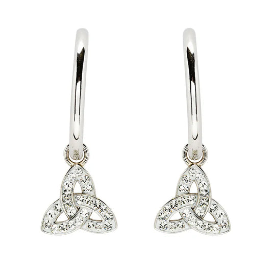 Sterling Silver Crystal Trinity Hoop Earrings