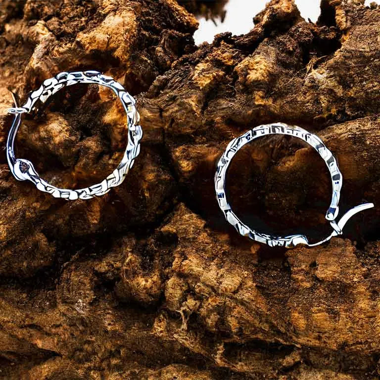 Sterling Silver Large Celtic Hoop Earrings