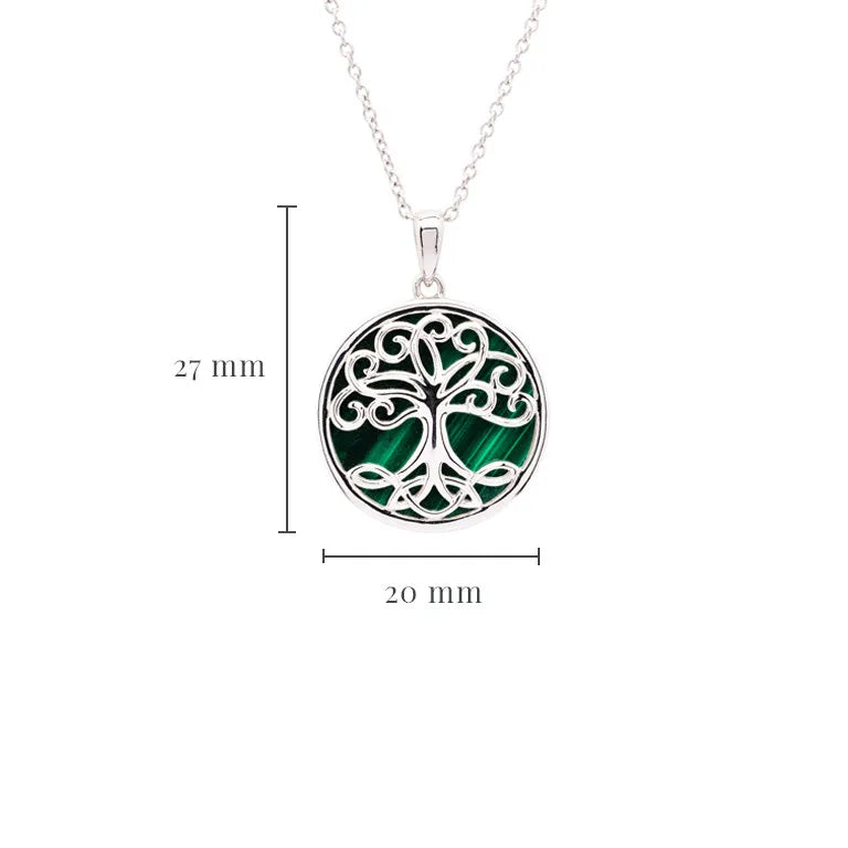 Shanore Green Malachite Sterling Silver Tree of Life Pendant