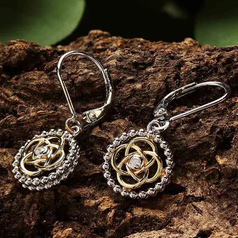 Shanore Sterling Silver CZ Celtic Knot with 1m Gold Plate