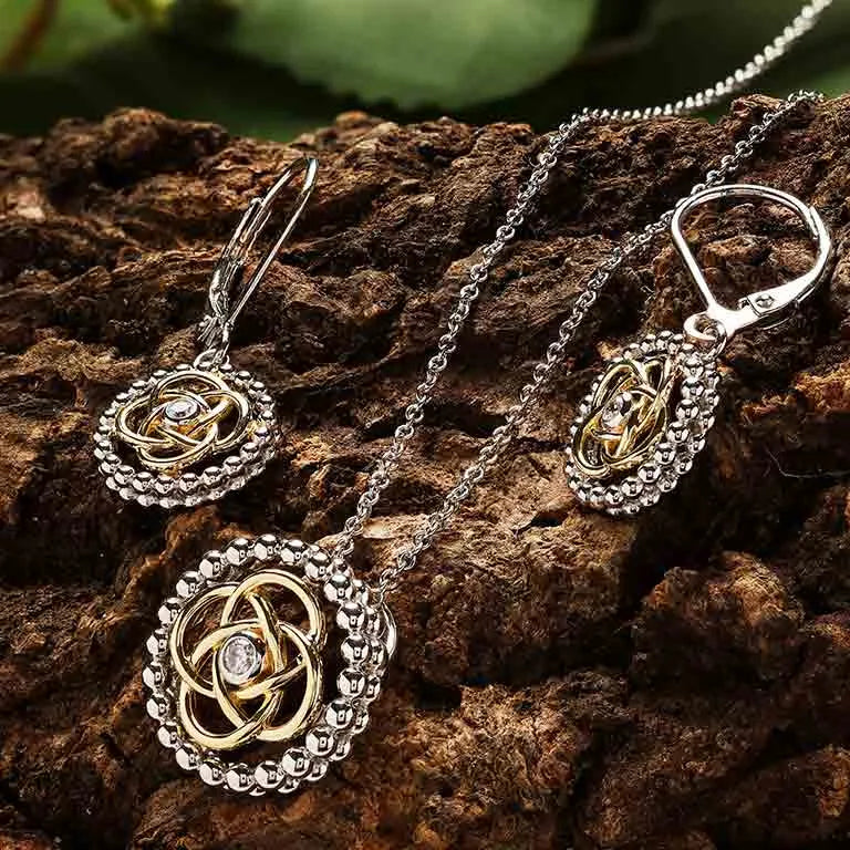 Shanore Sterling Silver CZ Celtic Knot with 1m Gold Plate