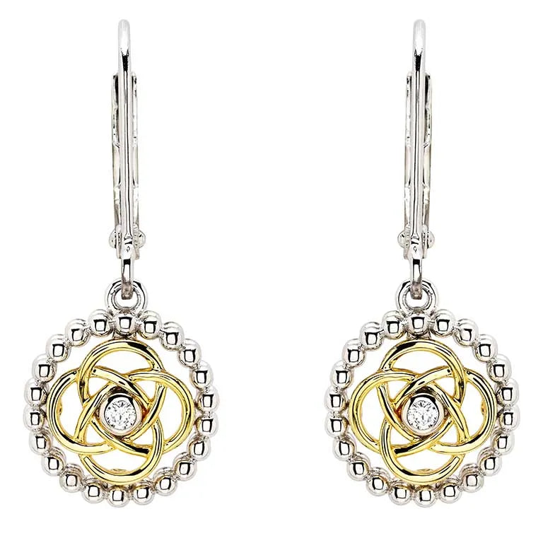 Shanore Sterling Silver CZ Celtic Knot with 1m Gold Plate