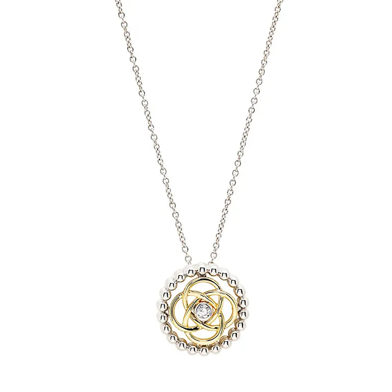 Shanore Sterling Silver CZ Celtic Knot with 1m Gold Plate