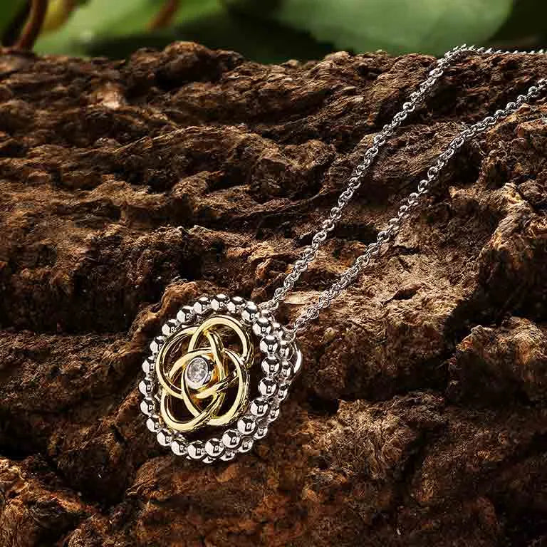 Shanore Sterling Silver CZ Celtic Knot with 1m Gold Plate
