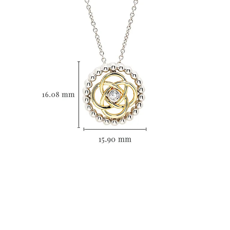 Shanore Sterling Silver CZ Celtic Knot with 1m Gold Plate