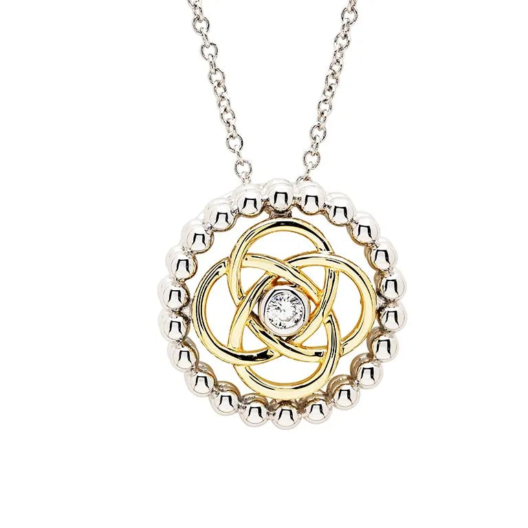Shanore Sterling Silver CZ Celtic Knot with 1m Gold Plate
