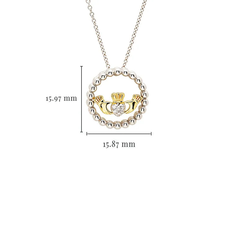 Shanore Sterling Silver CZ Claddagh with Gold Plated Detail