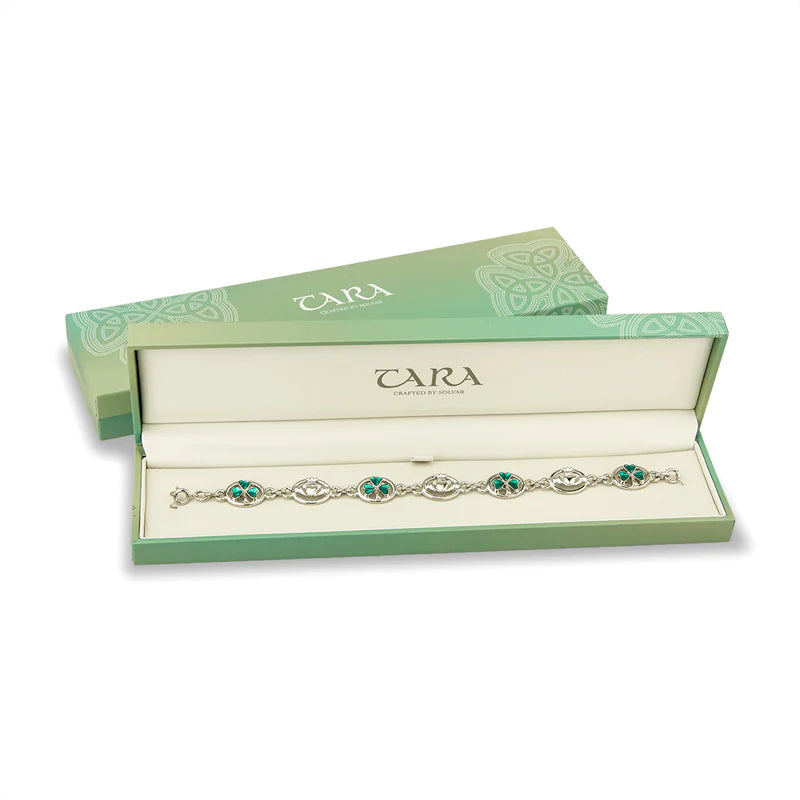 Solvar Rhodium Cat Eye Claddagh Bracelet
