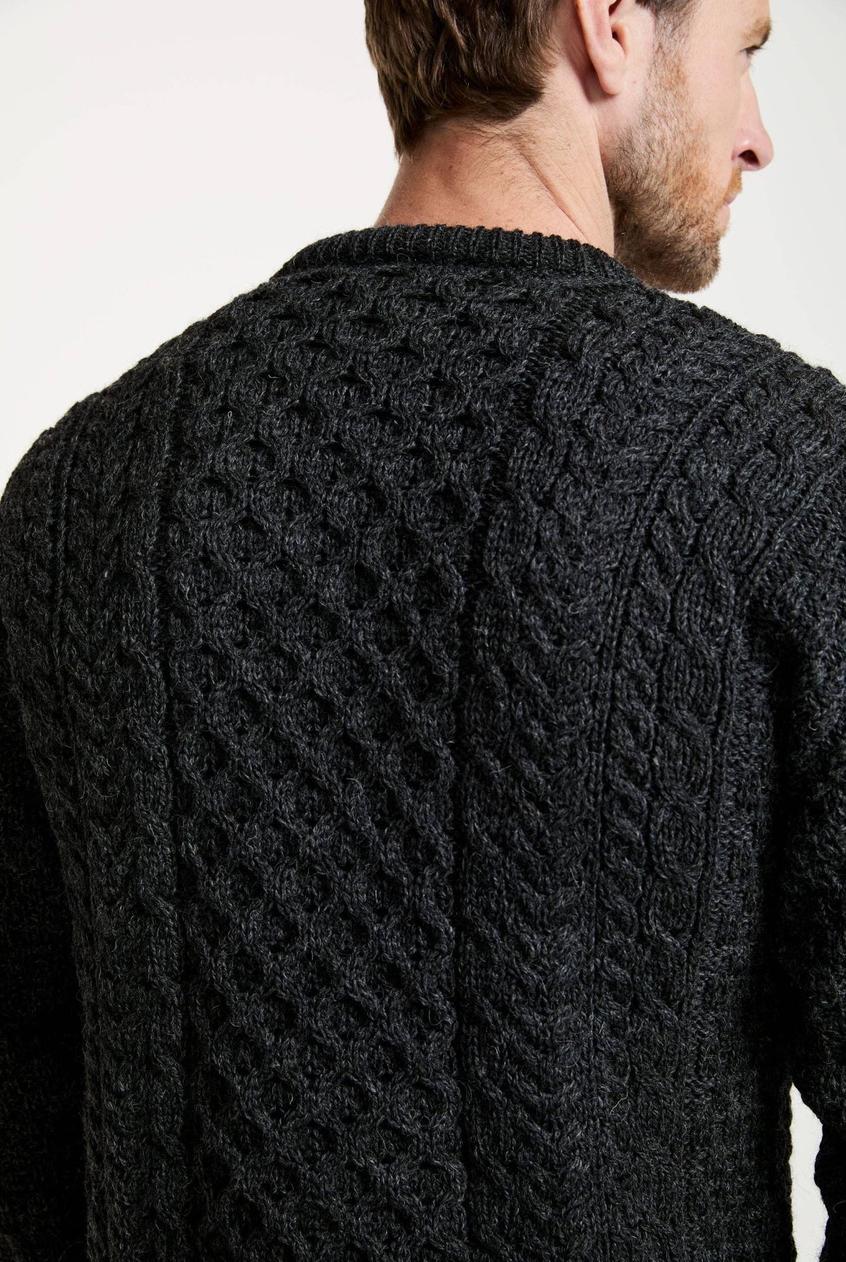 Inishbofin  Mens Traditional Aran Sweater - Charcoal