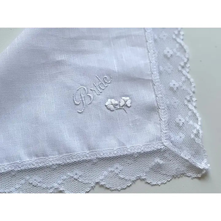 Ivory Bride Hanky w/Shamrock