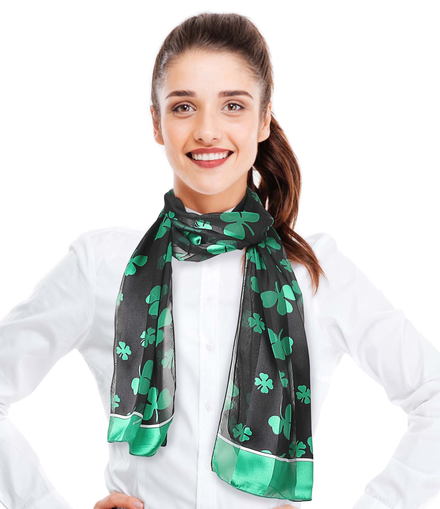 Shamrock St. Patrick's Day Theme Scarf - Silk Feeling Scarf