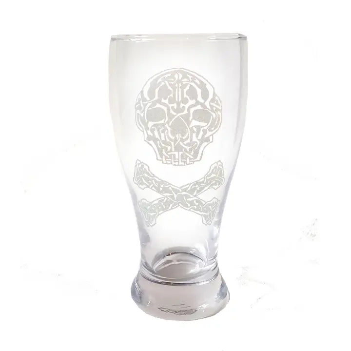 Celtic Jolly Roger Pirate Engraved Pint Glass