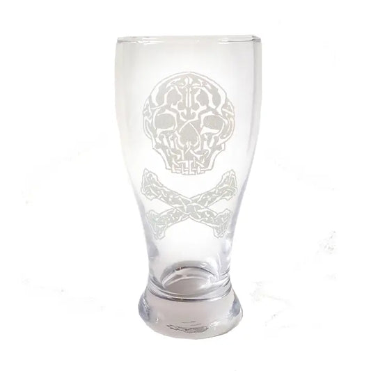 Celtic Jolly Roger Pirate Engraved Pint Glass