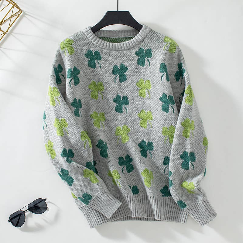 Clover Jacquard Pullover Sweater
