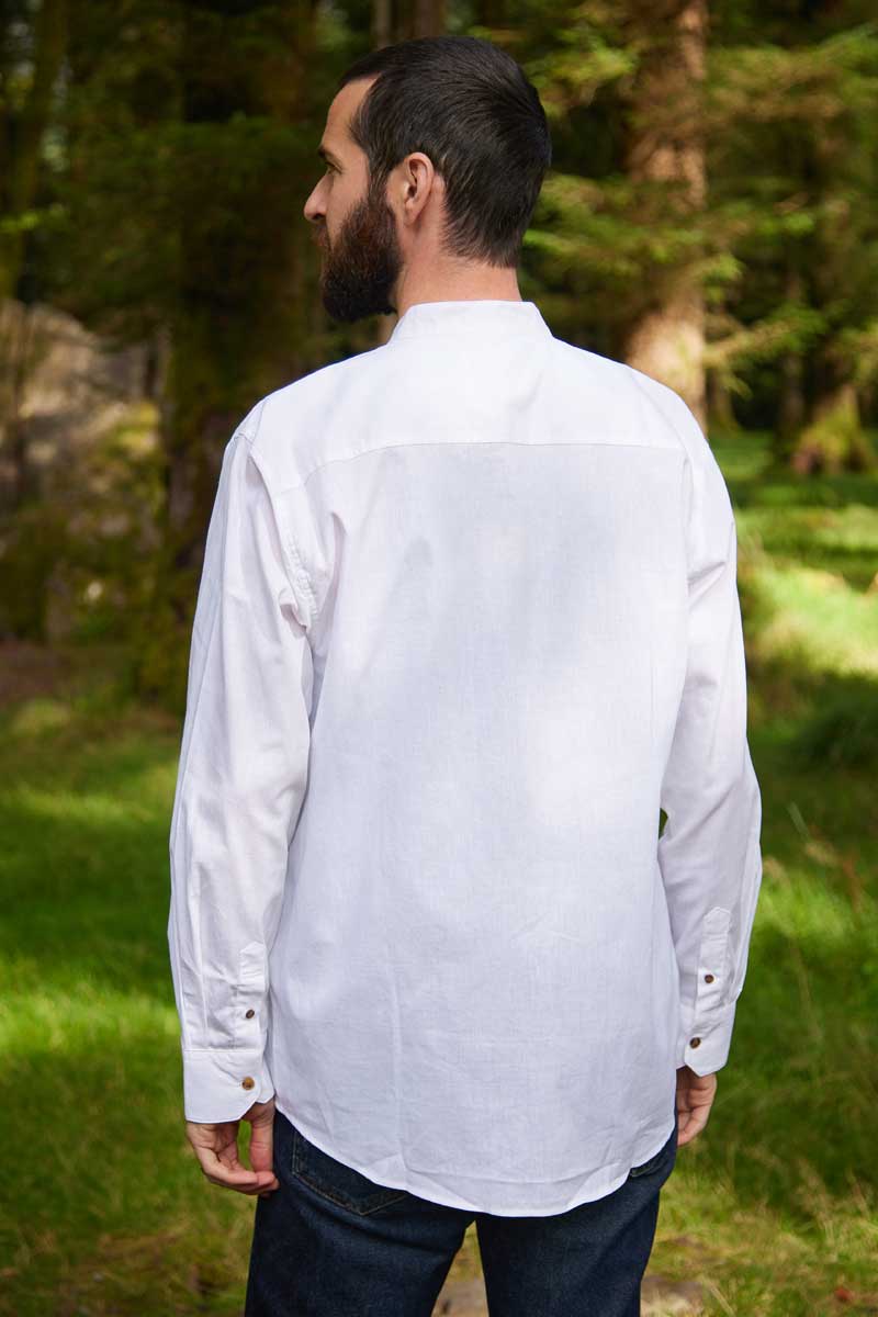 Lee Valley Irish Collarless Linen Grandad Shirt  Bleach White