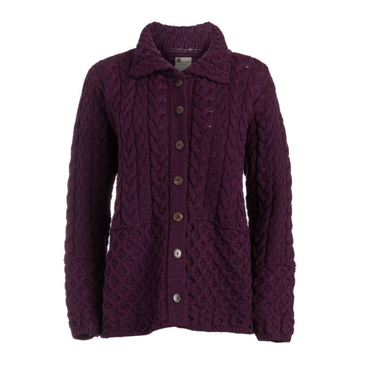 Boyne Valley Knitwear Honeycomb Ladies Wool Cardigan