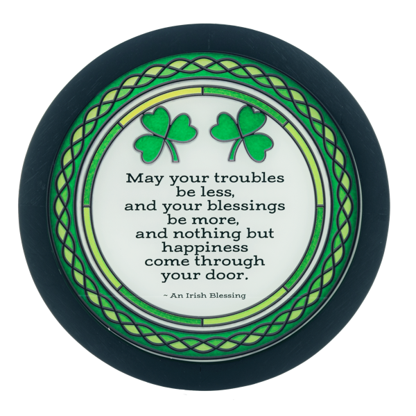 Irish Blessing & Shamrock Faux Stained-Glass Wall Decor asst