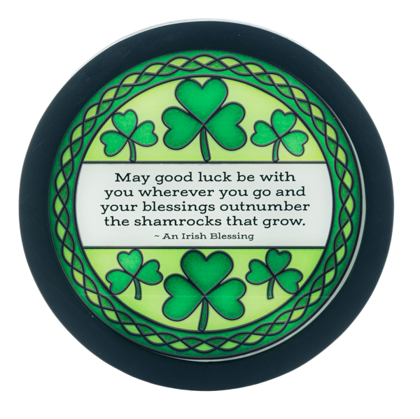Irish Blessing & Shamrock Faux Stained-Glass Wall Decor asst