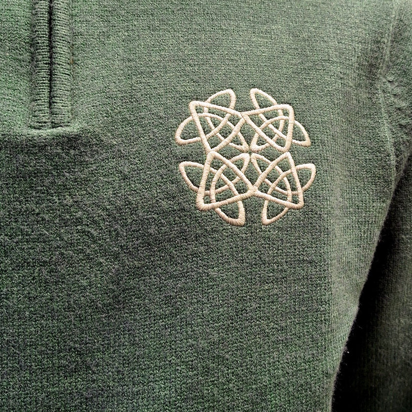 Celtic Knitwear Celtic Knot 1/4 Zip Jumper in Sage