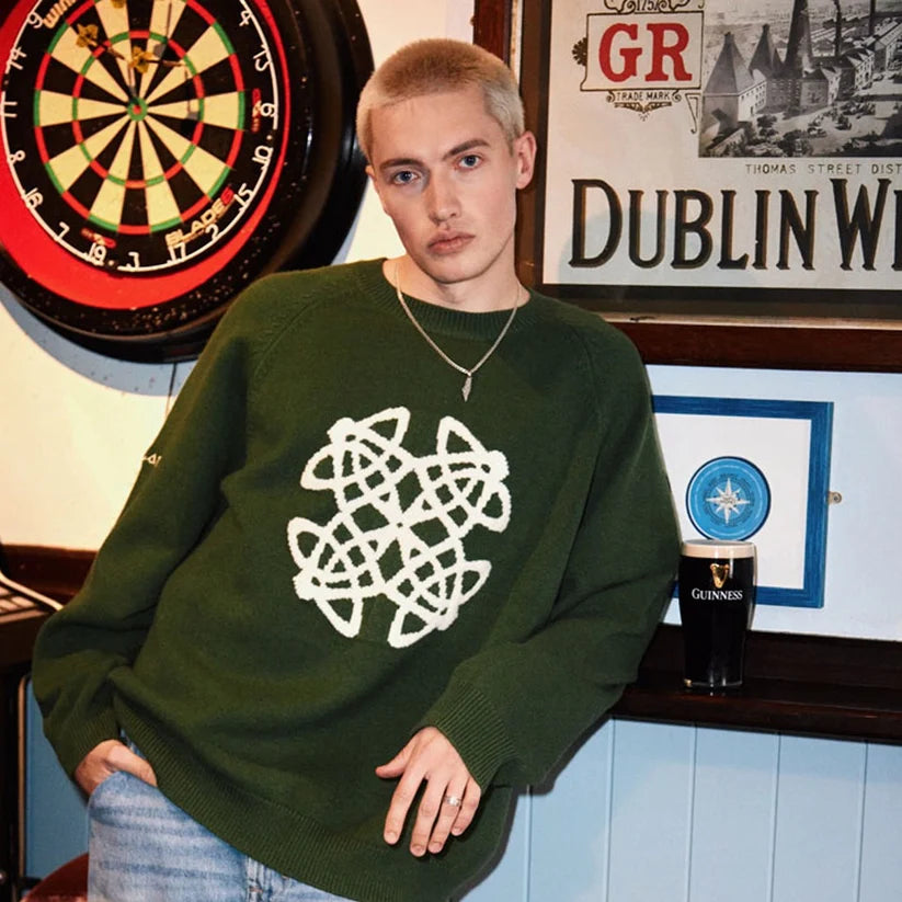 Celtic Knitwear Celtic Knot Crew Neck in Sage
