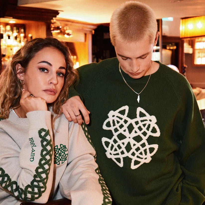 Celtic Knitwear Celtic Knot Crew Neck in Sage