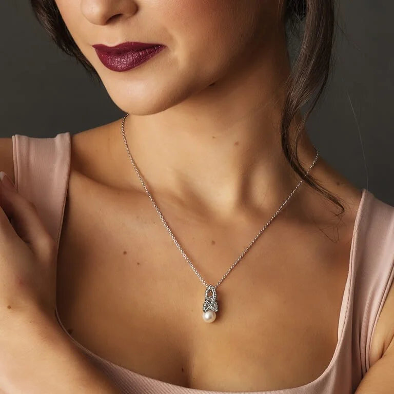 Shanore's Celtic Pearl Necklace Adorned By Crystals
