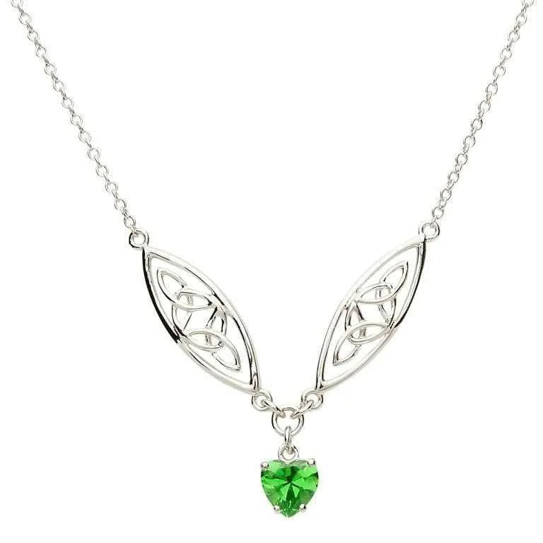 Celtic Silver Stone Set Trinity Necklace
