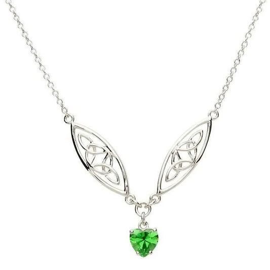 Celtic Silver Stone Set Trinity Necklace