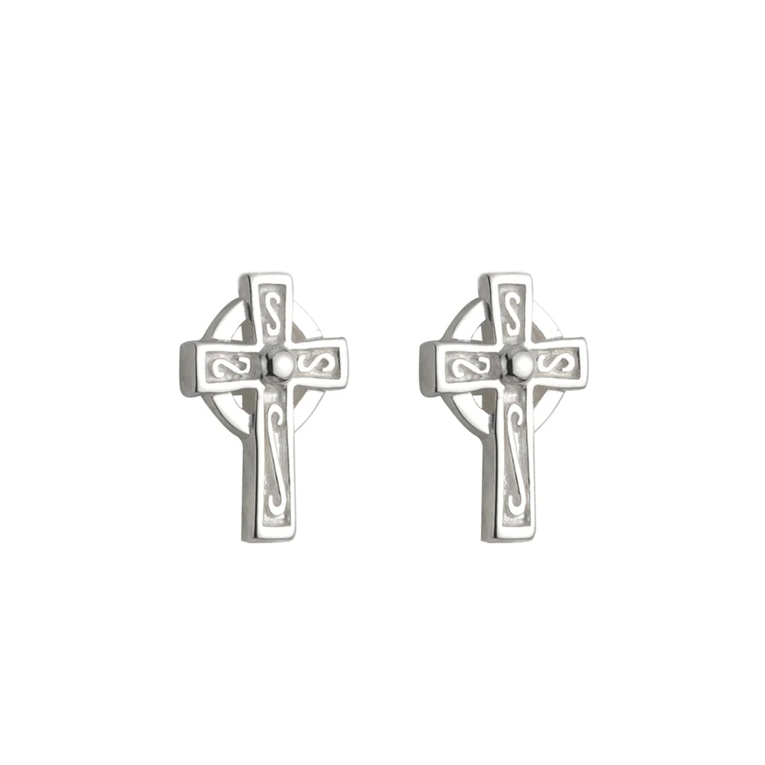 Little Tara Communion Silver Cross Stud Earrings