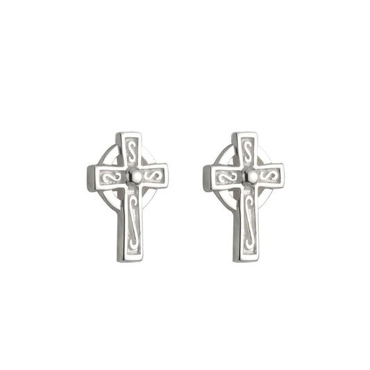 Little Tara Communion Silver Cross Stud Earrings