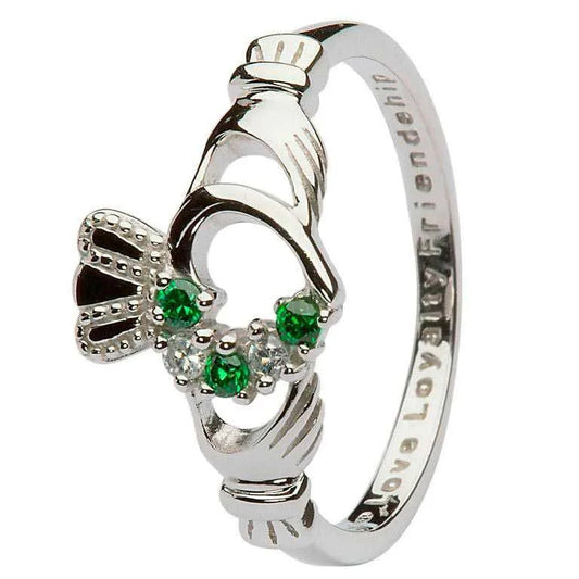 Shanore White Gold Claddagh Heart Set Ring