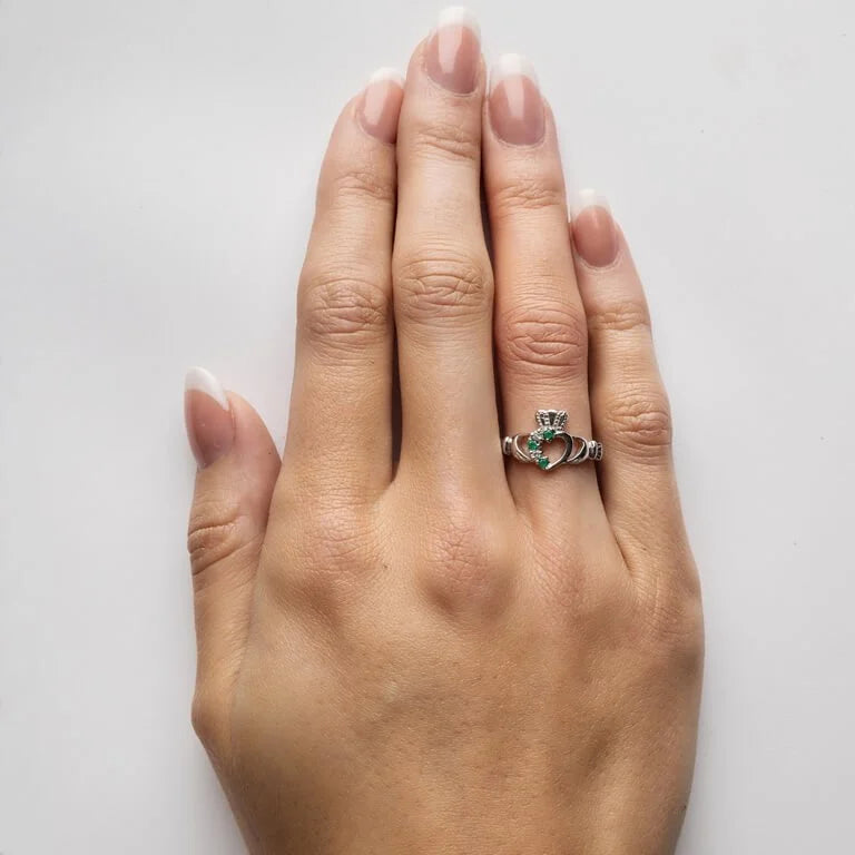 Shanore Sterling Silver Stone Set Claddagh ring