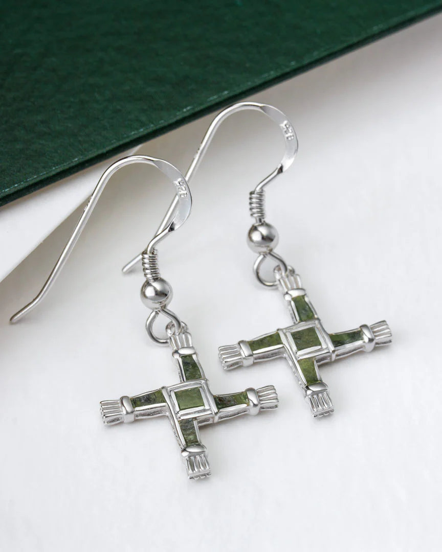 Connemara Marble St Brigids Cross Drop Earrings