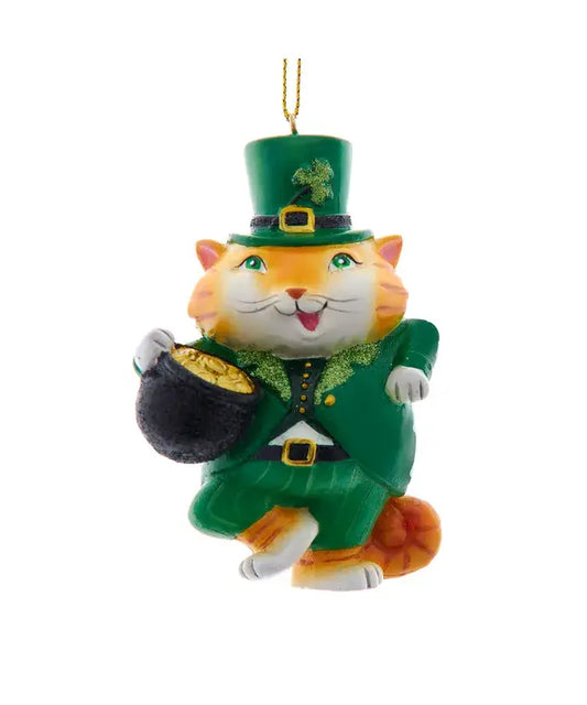 3.66" Resin Irish Cat Ornament