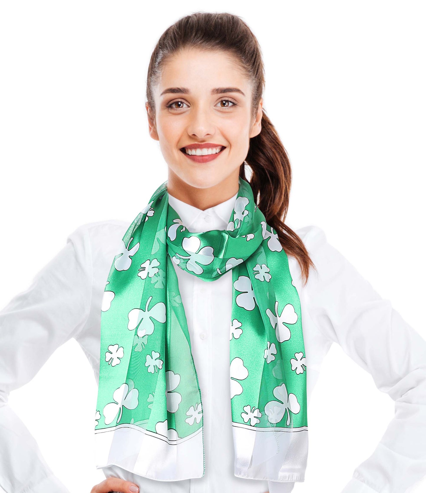 Shamrock St. Patrick's Day Theme Scarf - Silk Feeling Scarf