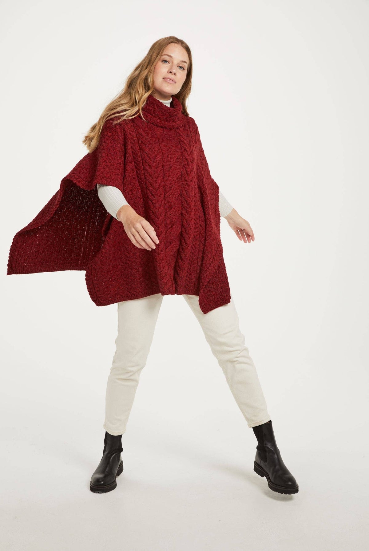 Torc Ladies Aran Poncho - Rua Red