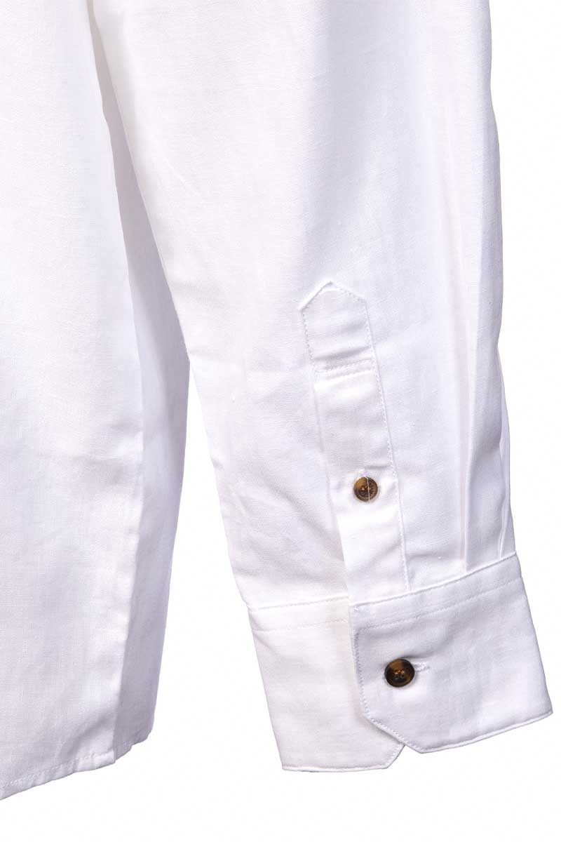 Lee Valley Irish Collarless Linen Grandad Shirt  Bleach White