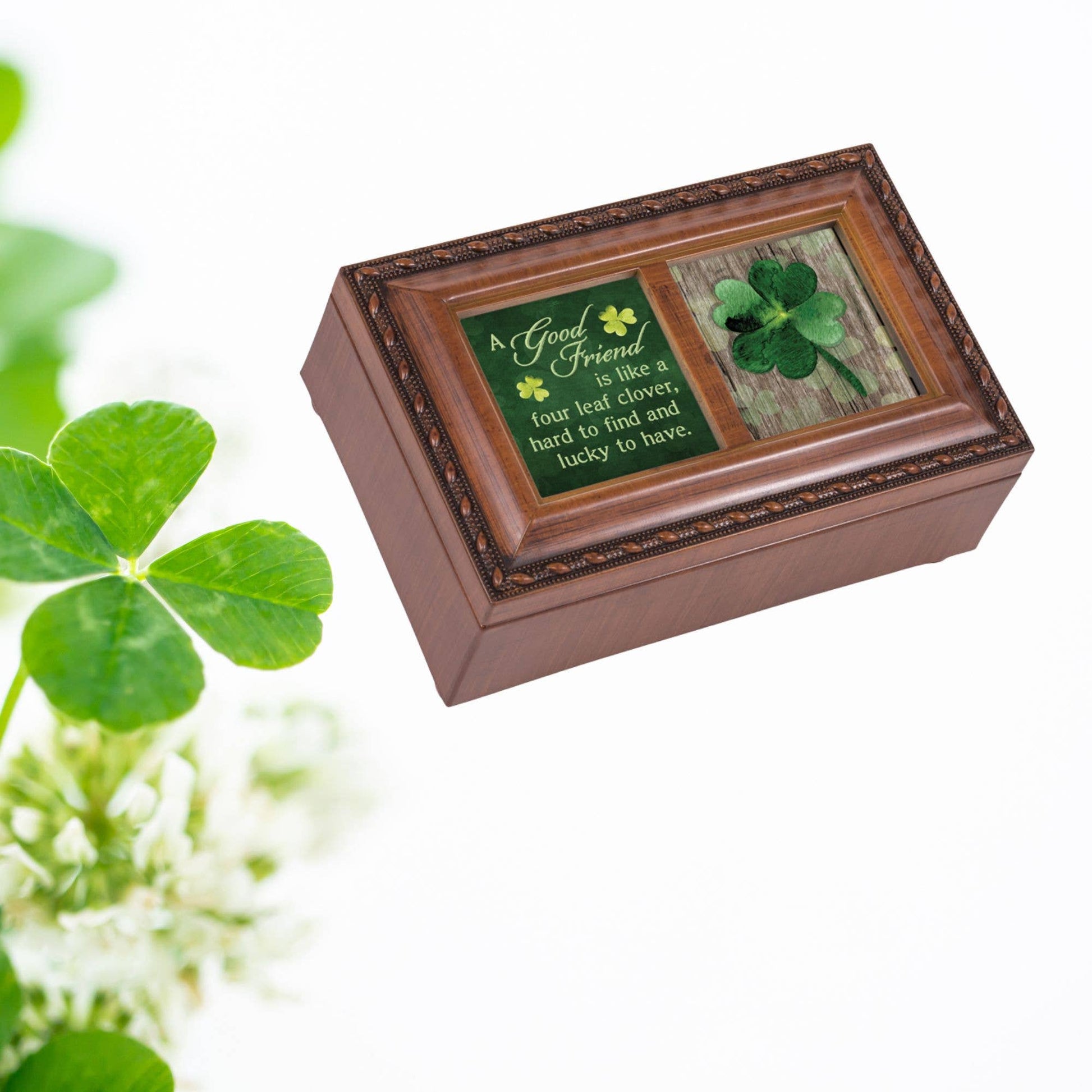 Clober Box A Good Friend Four Leaf Clover Jewelry Box – Tara Gift Shoppe