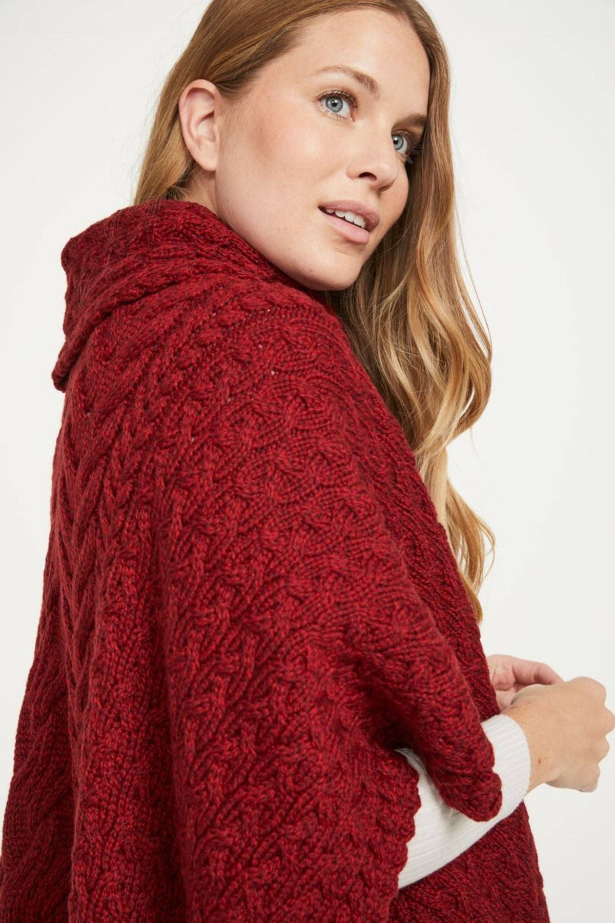 Torc Ladies Aran Poncho - Rua Red