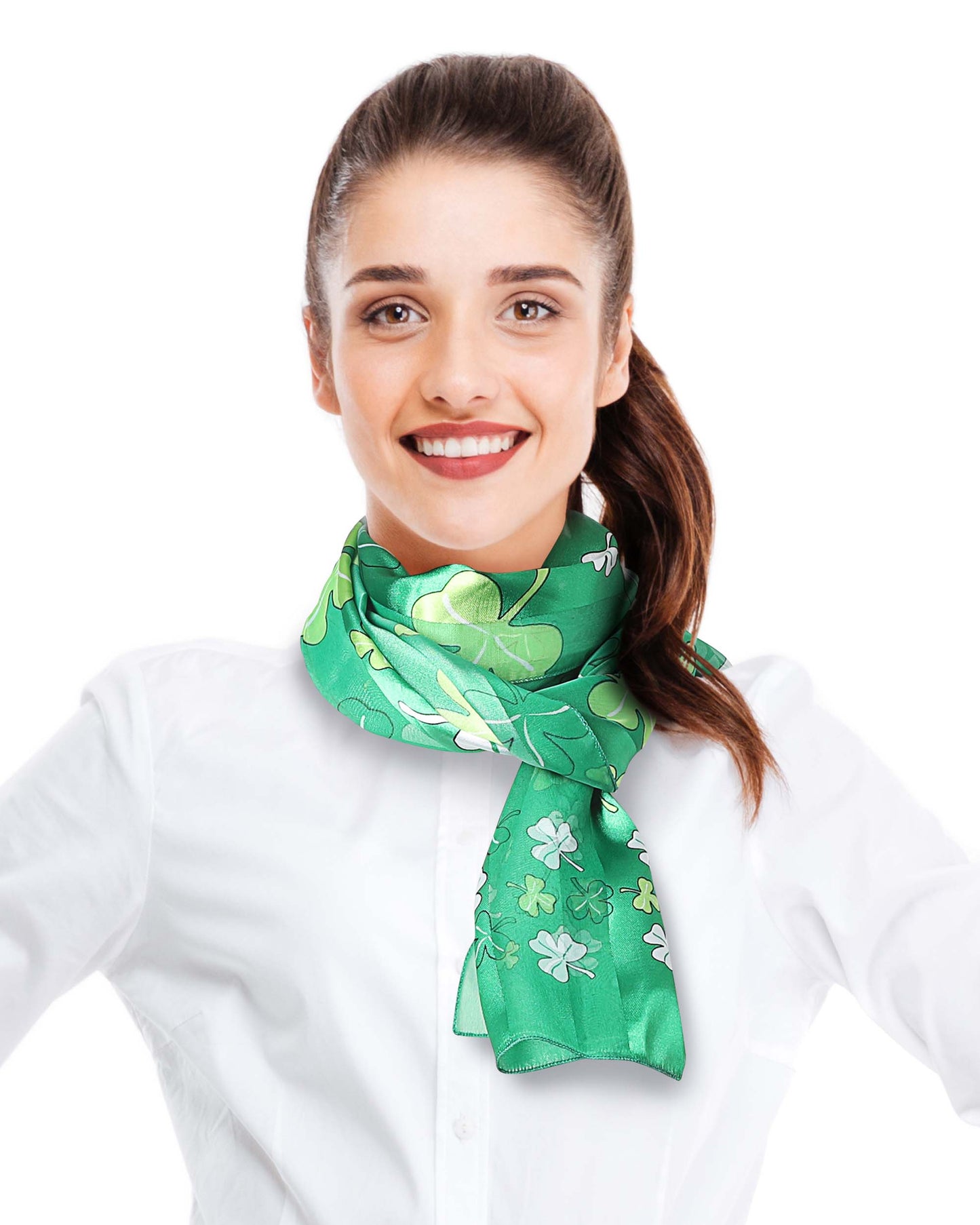 Multi Shamrock St. Patrick's Day Scarf - Silk Feeling Scarf