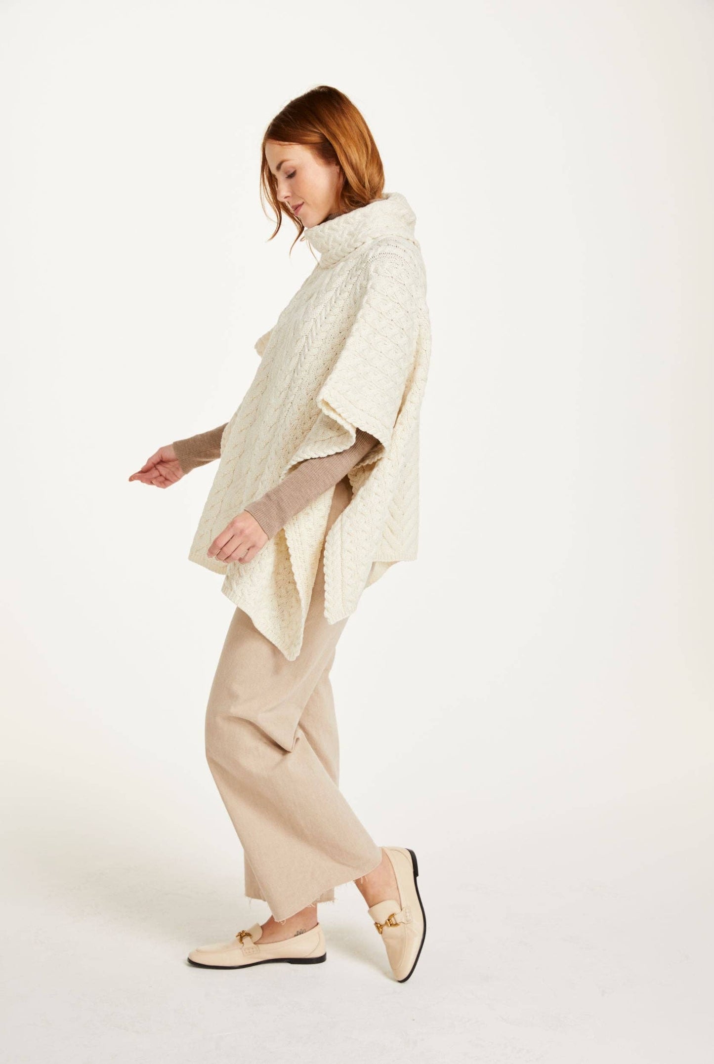 Torc Ladies Aran Poncho - Cream