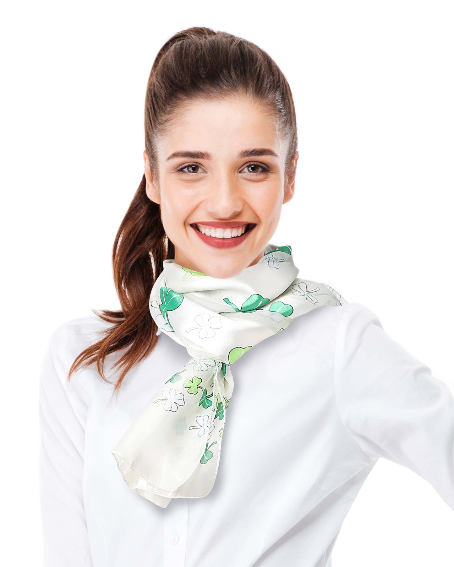 Multi Shamrock St. Patrick's Day Scarf - Silk Feeling Scarf