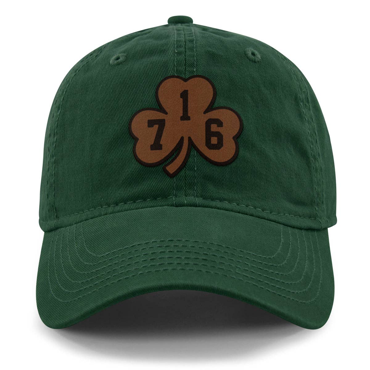 Buffalo 716 Shamrock Leather Patch Dad Hat