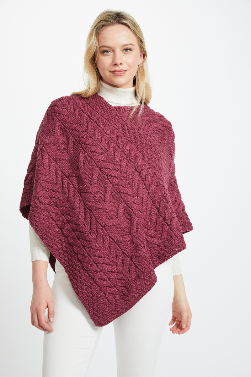 Aasleagh Falls Ladies Aran Poncho - Jam