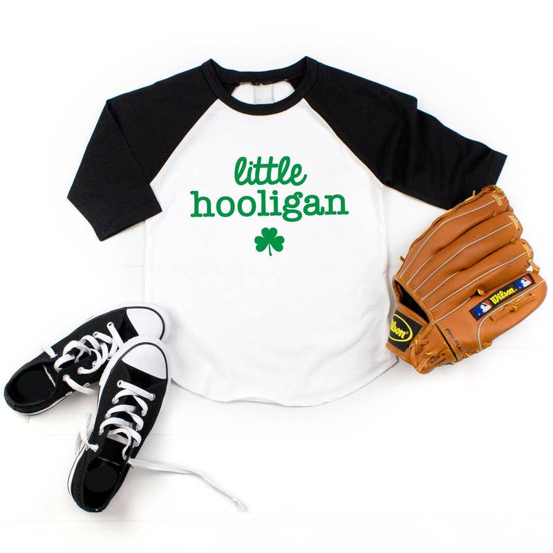 Little Hooligan St. Patrick's Day Shirt, Kids Raglan