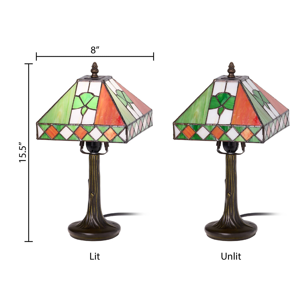 15.5" St. Patrick's Day Stained Glass Table Lamp