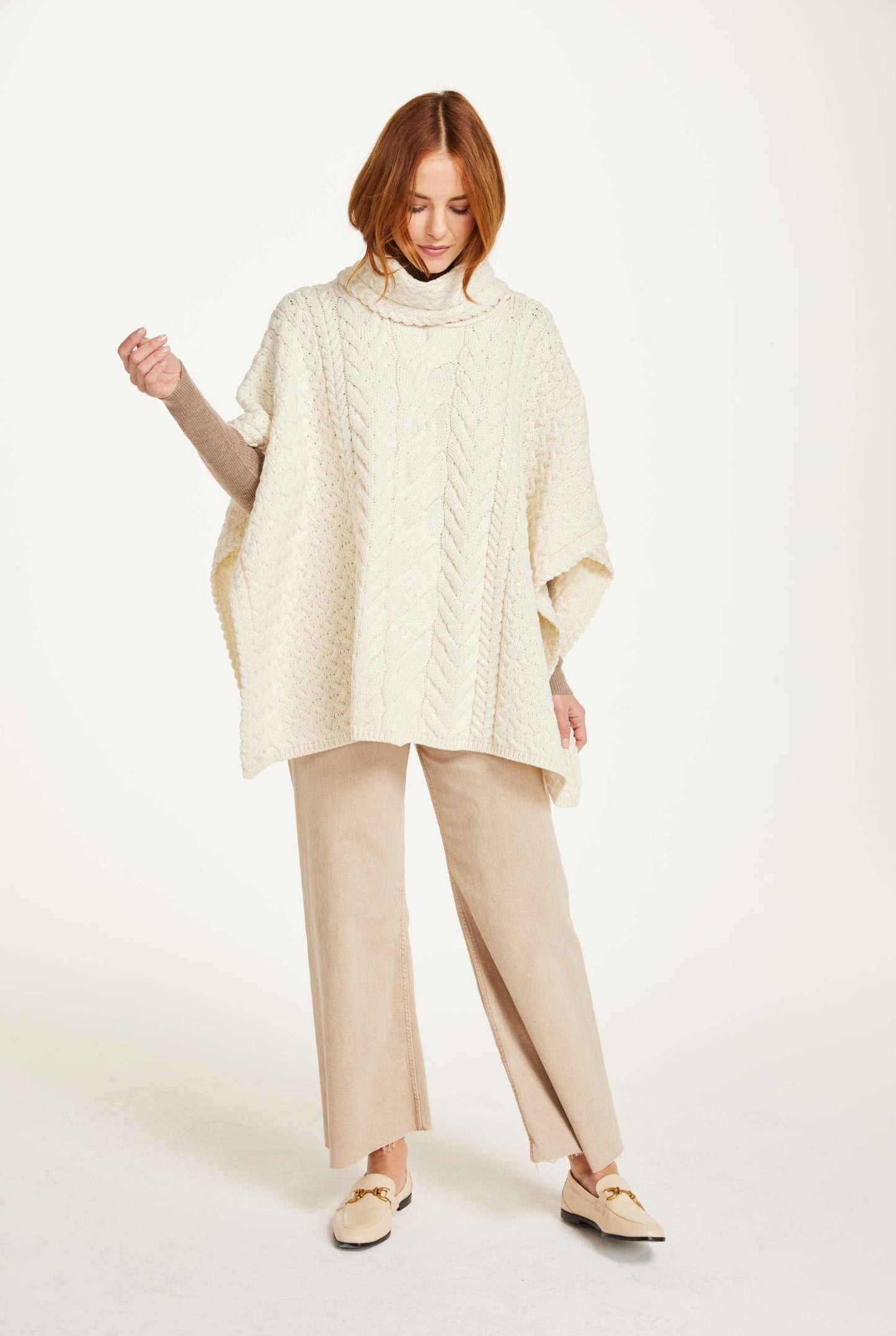 Torc Ladies Aran Poncho - Cream