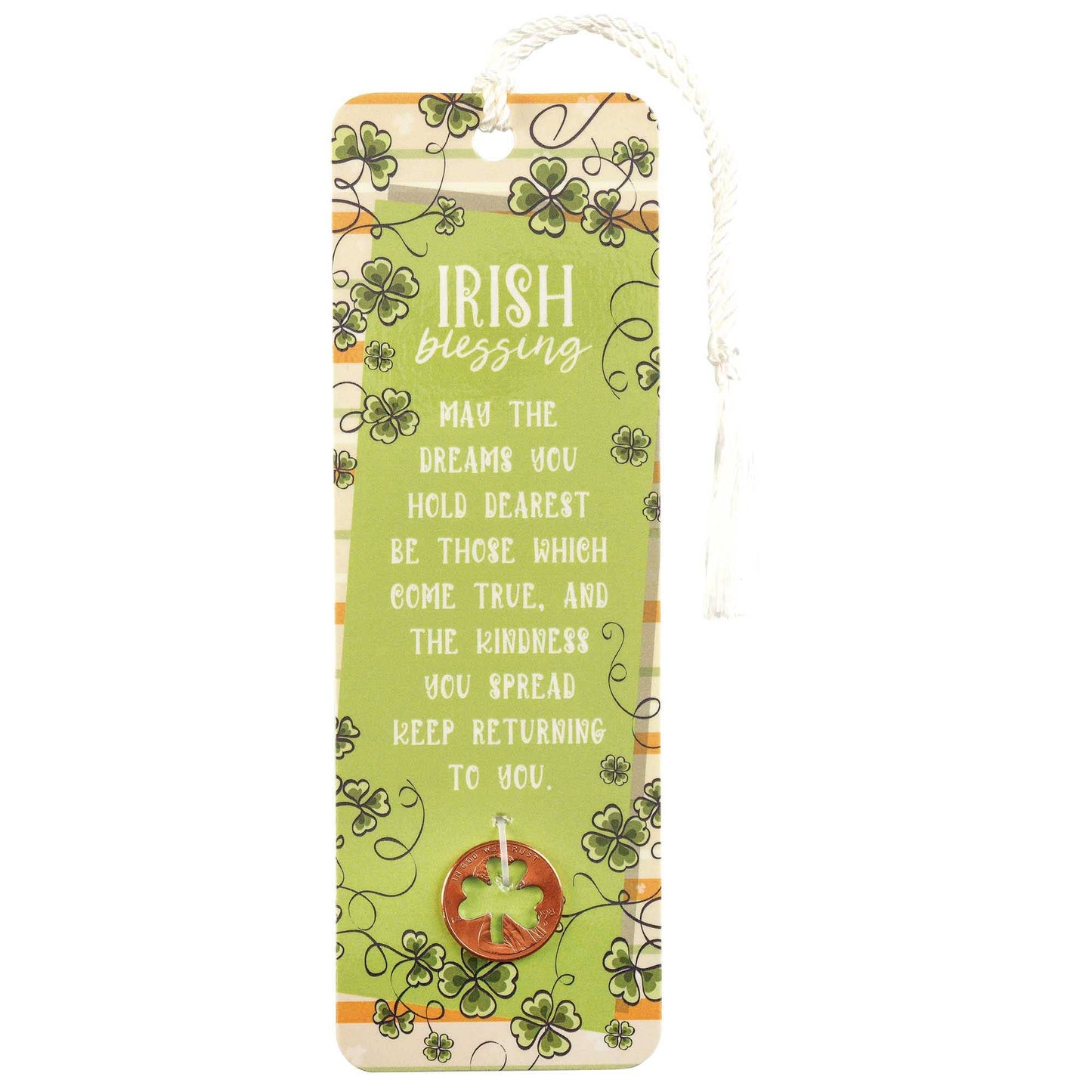 IRISH BLESSING SHAMROCK COIN BOOKMARK