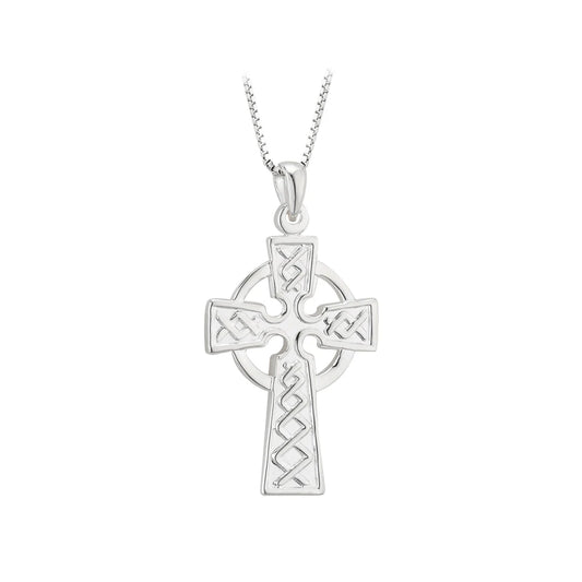 Solvar Embossed Silver Celtic Cross Pendant