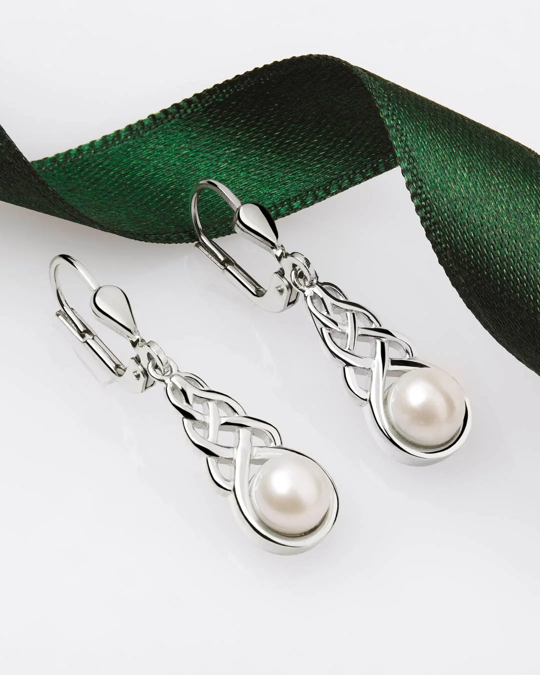 Solvar Sterling Silver Celtic Drop Pearl Drop Earrings